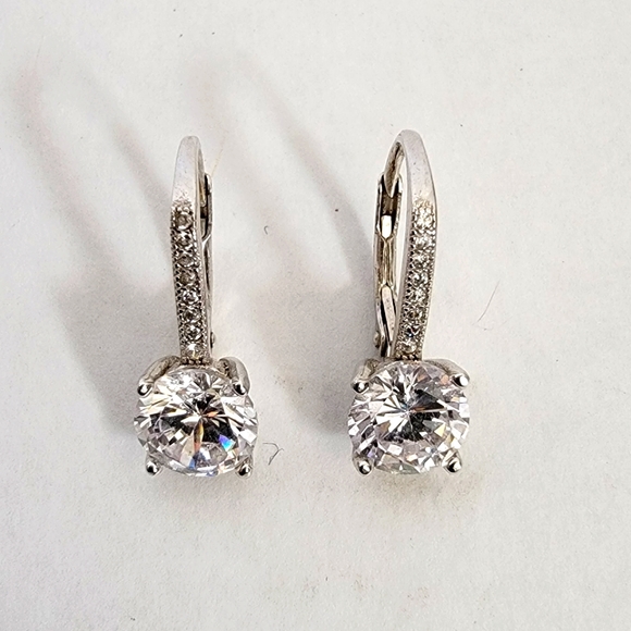 Earrings 925 Genuine Sterling Silver CZ - Picture 8 of 9
